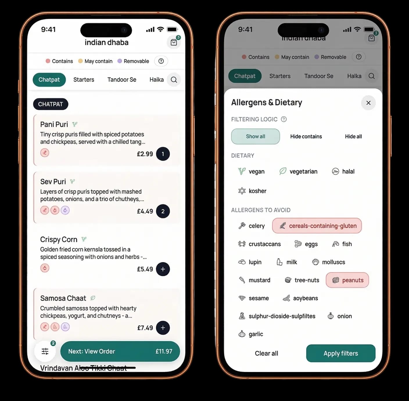 Allergen & Dietary Filtering